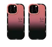 Genérico Fangcase Gradient Matte for iPhone Case, Anti-Scratch Shockproof Protective Case, Love You & Lucky Smiley Designs, for iPhone 16/15/14/13/12/11 Pro MAX (iPhone 14 Pro,Lucky 2pcs)