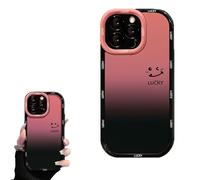 Genérico Fangcase Gradient Matte for iPhone Case Love You & Lucky Smiley Designs, Soft Shockproof TPU Protective Case for iPhone 16/15/14/13/12 Series (Lucky,14)