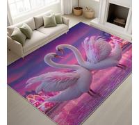 Genérico Fantasía Cisnes Alfombras para Salon Alfombra Lavable en la Lavadora Novela Onírico, Comedor Dormitorio Decoración del Hogar Alfombra Antideslizante (Morado, 60 cm x 110 cm)