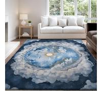 Genérico Fantasía Exquisito Celestial Tierra Alfombra para Salón 160 x 230 cm Gris Blanco Pelo Corto Súper Suave Alfombra Lavable para Dormitorio y Sala, No Desprende Pelusa y Fácil de Limpiar