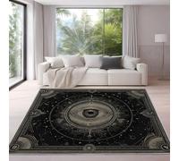 Genérico Fantasía Misterioso Celestial Ojos Alfombra para Salón 80 x 120 cm Negro Gris Pelo Corto Súper Suave Alfombra Lavable para Dormitorio y Sala, No Desprende Pelusa y Fácil de Limpiar