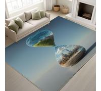 Genérico Fantasía, Reloj De Arena Ciudad, Bosque, Alfombras para Salon Alfombra Lavable en la Lavadora Comedor Dormitorio Decoración del Hogar Alfombra Antideslizante (Azul Claro, 140 cm x 200 cm)