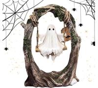 Genérico Fantasma en un Columpio, Adorno Fantasma de Halloween Hecho a Mano, Adorable y Divertida Estatua Colgante para estantería o Cualquier decoración