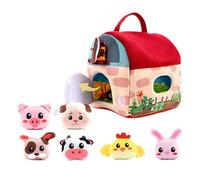 Genérico Farm, Cute Stuffed Animal, 5.51in Pretend Play Set, Authentic Soft Plush Figures, Built in Mirror Barn Carrier for Easter, Surprises, Birthday, Playtime, Educational Toy