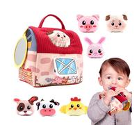 Genérico Farm Playset, Stuffed Animal Toy Set, 56.98x9801 Inches Portable Barn House Carrier with Mirror, Cute Easter Basket for Kids, Stuffers Christmas Birthday Present Boys Girls Indoor