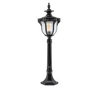 Genérico Farol de poste europeo 31,5 pulgadas con pantalla vidrio texturizado for alumbrado público, lámpara for exteriores, for puerta entrada casa, garaje(Black)