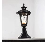 Genérico Farola de bronce con pantalla vidrio ondulado, iluminación retro for porche, patio y camino(Black,Height:17.3inch/44cm)