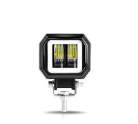 Genérico Faros Delanteros 3 PULGADAS 20 W LED Angel EyeWork Light Bar Spot Lámpara Offroad CarBoat Truck SUv Pickup 12V 24V DrivingFog Lámpara Faro Juego de faros(1X SQUARE WHITE BLUE)
