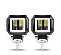 Genérico Faros Delanteros 3 PULGADAS 20 W LED Angel EyeWork Light Bar Spot Lámpara Offroad CarBoat Truck SUv Pickup 12V 24V DrivingFog Lámpara Faro Juego de faros(2X SQUARE WHITE BLUE)