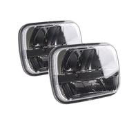 Genérico Faros Delanteros Para Jeep para Cherokee XJ para camión para Wrangler 4X4 5x7 7X6 pulgadas faro LED rectangular cuadrado alto/bajo LED faro Juego de faros(2PCS Black A)