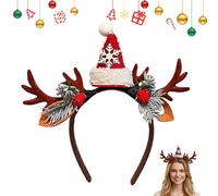 Generico Fascines para navideñas - Sombrero de Papá Noel con cuernos para disfraces festivos, diadema para el pelo | Para mujeres niñas familia eventos vacaciones