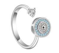 Genérico Fashion Open Rings, Evil Eye Jewelry, Round Evil Eye Silver Finger Ring, Spinner Inspirations Fidget Jewelry for Teens Adults