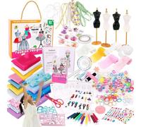 Genérico Fashion Studio Kit, Girls Sewing Set, 345pcs Arts Crafts Organizer, Doll Clothes Design Tool, Creative Mannequin Stand Activity, DIY Learning Gear for Birthday, Thanksgiving, Holiday, School