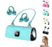 Genérico Fashionable Clip-On Wireless Headphones, Handbag-Style Comfortable Clip-On Earphones for Women, Open Ear Bluetooth Earbuds with LED HD Display, for Running and Workout (Blue)