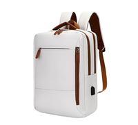 Genérico Fashionable Laptop Backpack for Women, Casual Outdoor School Bag, Travel Friendly Pack for Work, Hiking, Gym, College, Commute, Vacation, Flight, White, Black, 16.93x12.6 Inches