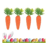 Genérico Faux Carrots | 4 Pieces Artificial Vegetable Basket Stuffers | Woven Rope Design Carrot Ornament |Seasonal Vegetables For Bunny Spring Easter Layered Tray Spring Festival Party Nursery Home