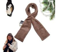 Genérico Faux Fur Pull Through Scarf with Hidden Zipper Pocket, Fur Neck Collar Scarf Cozy Wrap Secure Concealed (Brown)