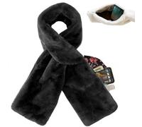 Genérico Faux Fur Scarf With Hidden Zipper Pocket for Storage Phone, Soft Cozy Warm Scarf for Women, Winter Travel Windproof Scarfs