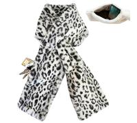 Genérico Faux Fur Scarf With Hidden Zipper Pocket for Storage Phone, Soft Cozy Warm Scarf for Women, Winter Travel Windproof Scarfs