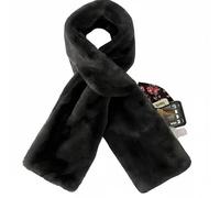 Genérico Faux Fur Scarf with Hidden Zipper Pocket, Soft Cozy Warm Windproof Winter Scarf for Women (Black)