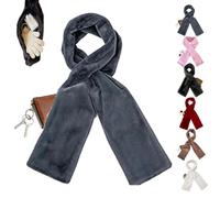 Genérico Faux Fur Scarf with Hidden Zipper Pocket, Soft Plush Pocket Scarf for Women with Concealed Storage for Phone Keys (Grey)