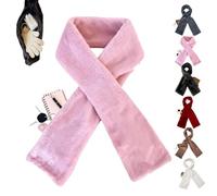 Genérico Faux Fur Scarf with Hidden Zipper Pocket, Soft Plush Pocket Scarf for Women with Concealed Storage for Phone Keys (Pink)