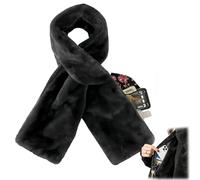 Genérico Faux Fur Scarf with Hidden Zipper Pockets for Women, Pull Through with Zipper Pocket, Cozy Wrap Secure Concealed Storage (Black)