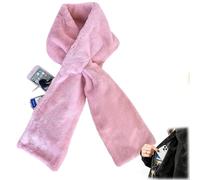Genérico Faux Fur Scarf with Hidden Zipper Pockets for Women, Pull Through with Zipper Pocket, Cozy Wrap Secure Concealed Storage (Pink)