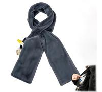 Genérico Faux Fur Scarf with Hidden Zipper Pockets for Women, Pull Through with Zipper Pocket, Cozy Wrap Secure Concealed Storage (Grey)