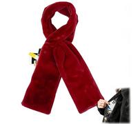 Genérico Faux Fur Scarf with Hidden Zipper Pockets for Women, Pull Through with Zipper Pocket, Cozy Wrap Secure Concealed Storage (Red)