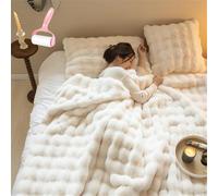 Genérico Faux Fur Throw Blanket for Couch,Reversible Thick Warm Plush Bedding Blanket,Soft Faux Rabbit Fur Bubble Blankets,Cozy Fuzzy Cover Blanket for Bedroom Living Room