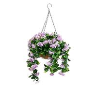 Genérico Faux Hanging Baskets - Realistic Crepe Myrtle Plants for Decoration | Construction with Vibrant Greenery, Decorative Planter for Indoor Outdoor Spaces, Botanical Arrangement Garden Balcony