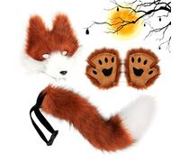 Genérico Faux Leather Wolf Costume Set Tail 50cm Face 25x27cm Gloves 20x20cm 340g - Animal With Clip For Halloween Christmas Cosplay Party Women