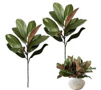 Genérico Faux Magnolia Branches, Lifelike Greenery Stem Item, Flower Arrangement with Base, Wedding Christmas Table Piece, Home Decor Office for Details, Holiday Party and Centerpieces Vase Display