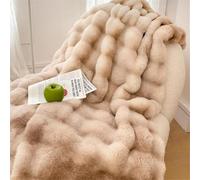 Genérico Faux Rabbit Fur Throw Blanket, Fluffy Thick Warm Blanket,Soft Cozy Decorative Blanket Ruched Plush Reversible Blanket for Couch Bed Sofa Living Room Bedroom