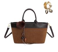 Genérico Faux Suede Purse Tote Bag for Women, Trendy Leopard Print Brown Handbag, Vintage Hobo Cheetah Crossbody Shoulder Bag