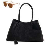 Genérico Faux Suede Retro Slouchy Shoulder Bag for Women, Stylish Large Capacity Underarm Bag, Casual Patchwork Hobo Handbag