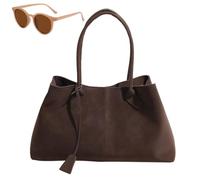 Genérico Faux Suede Retro Slouchy Shoulder Bag for Women, Stylish Large Capacity Underarm Bag, Casual Patchwork Hobo Handbag