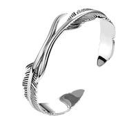 Genérico Feathar Bracelet - Silver Bangle Jewelry, Adjustable Wrist Accessory, 5.91x7.09 inches Elegant Charm Cuff | Lightweight Feathar Design Bracelet, Women Mothers Daughters Gift