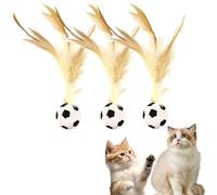 Genérico Feather Elastic Balls for Cats, Interactive Feather Ball Toy Set for Cats, Elastic Interactive Toy, Mini Basketball Soccer Toys for Exercise (D-PCS)