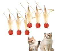 Genérico Feather Elastic Balls for Cats, Interactive Feather Ball Toy Set for Cats, Elastic Interactive Toy, Mini Basketball Soccer Toys for Exercise (J-PCS)