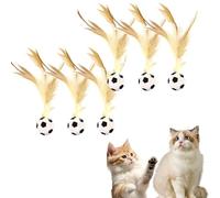 Genérico Feather Elastic Balls for Cats, Interactive Feather Ball Toy Set for Cats, Elastic Interactive Toy, Mini Basketball Soccer Toys for Exercise (E-PCS)