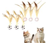 Genérico Feather Elastic Balls for Cats, Interactive Feather Ball Toy Set for Cats, Elastic Interactive Toy, Mini Basketball Soccer Toys for Exercise (G-PCS)