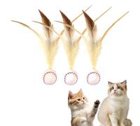 Genérico Feather Elastic Balls for Cats, Interactive Feather Ball Toy Set for Cats, Elastic Interactive Toy, Mini Basketball Soccer Toys for Exercise (B-PCS)