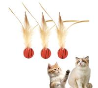 Genérico Feather Elastic Balls for Cats, Interactive Feather Ball Toy Set for Cats, Elastic Interactive Toy, Mini Basketball Soccer Toys for Exercise (C-PCS)