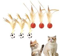 Genérico Feather Elastic Balls for Cats, Interactive Feather Ball Toy Set for Cats, Elastic Interactive Toy, Mini Basketball Soccer Toys for Exercise (F-PCS)