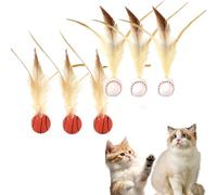 Genérico Feather Elastic Balls for Cats, Interactive Feather Ball Toy Set for Cats, Elastic Interactive Toy, Mini Basketball Soccer Toys for Exercise (I-PCS)