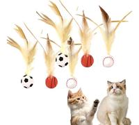 Genérico Feather Elastic Balls for Cats, Interactive Feather Ball Toy Set for Cats, Elastic Interactive Toy, Mini Basketball Soccer Toys for Exercise (K-PCS)
