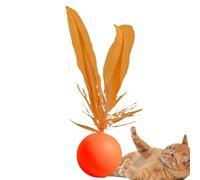 Genérico Feathered Ball Cat Toy - Goma Bite-Resistant Ball, Elastic Interactive Toy, Fun Pet Ejercise | Indoor Bouncing, Chasing Game for Medium Cats, Kittens, Training, Playtime Entertainment
