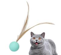 Generico Feathered Ball Cat Toy - Solid Elastic Rubber Ball, Interactive Bite-Resistant Play Toy, Durable Chew | Bouncing, Chasing Fun For Medium Cats, Kittens, Indoor Play, Pet Exercise